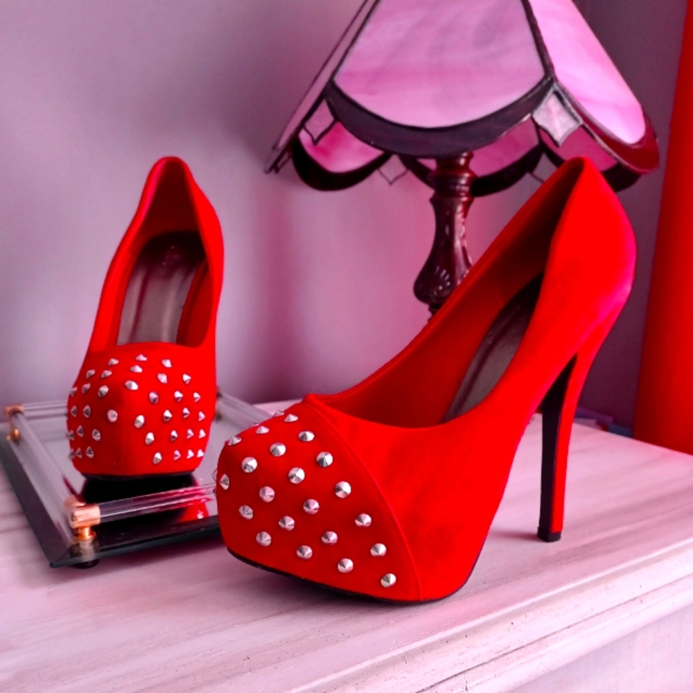 Red Studded High Heels